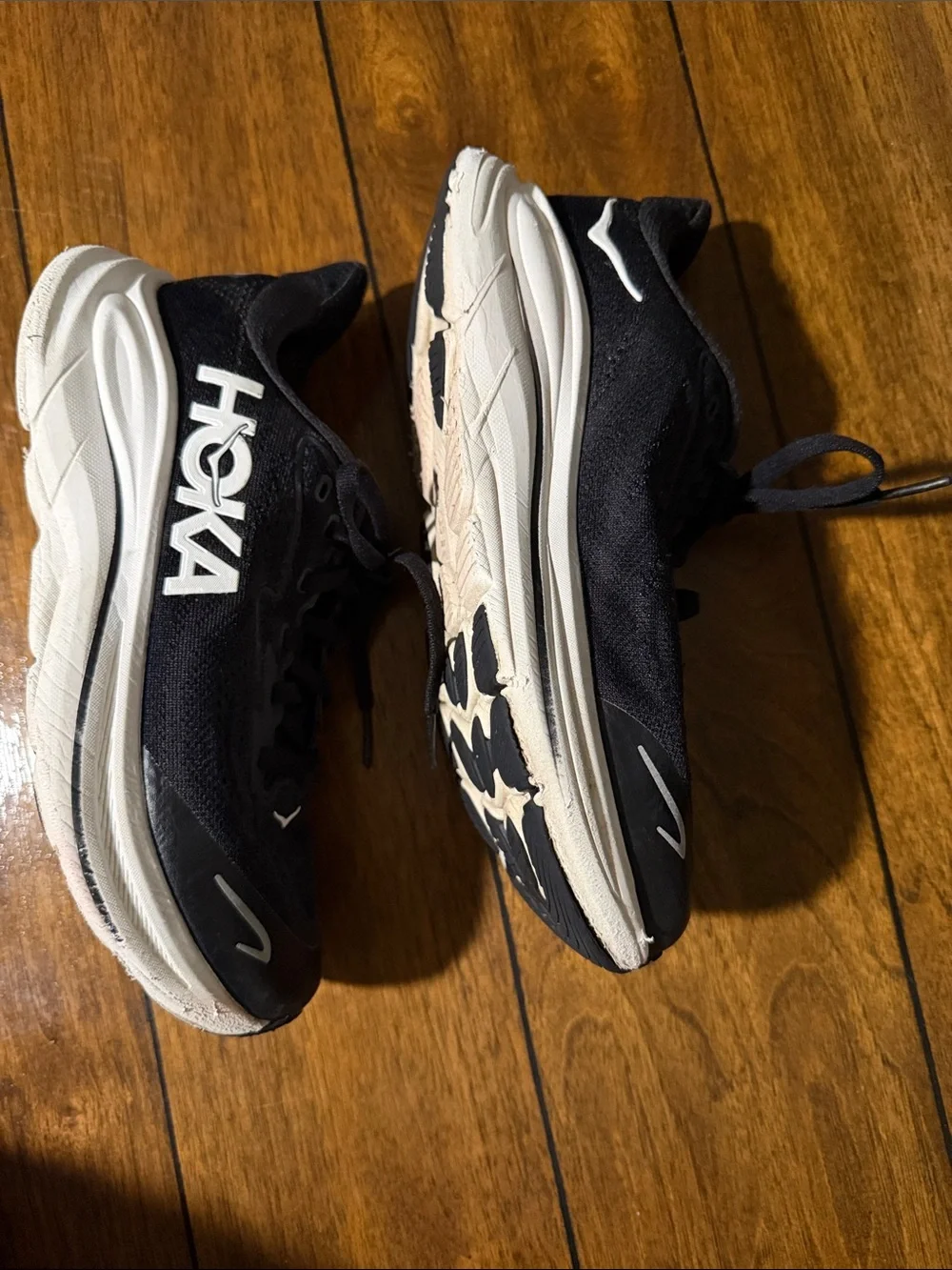 Hoka Black and White Road Running Shoes